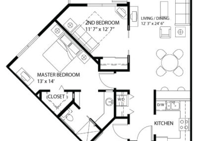The Stafford 2 Bedroom 1 and Half Bath Floorplan